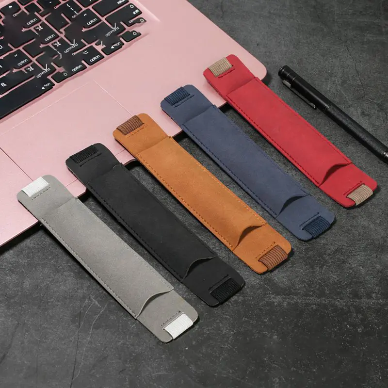 Adjustable Elastic Band Pen Holder PU Leather Sleeve Pouch Notebook 8-1.5 Inch Detachable