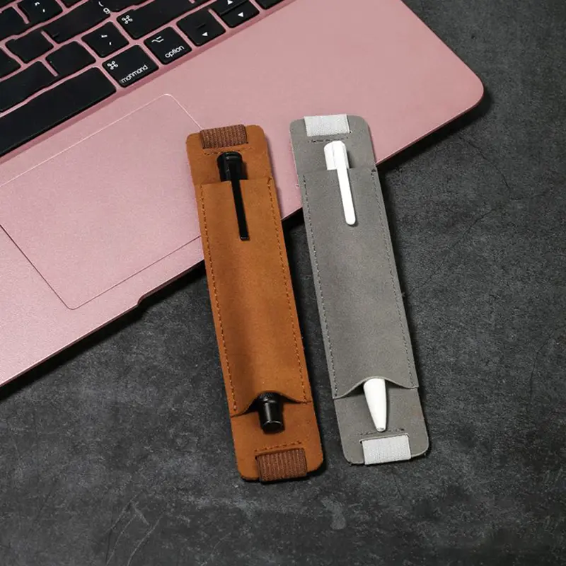 Adjustable Elastic Band Pen Holder PU Leather Sleeve Pouch Notebook 8-1.5 Inch Detachable