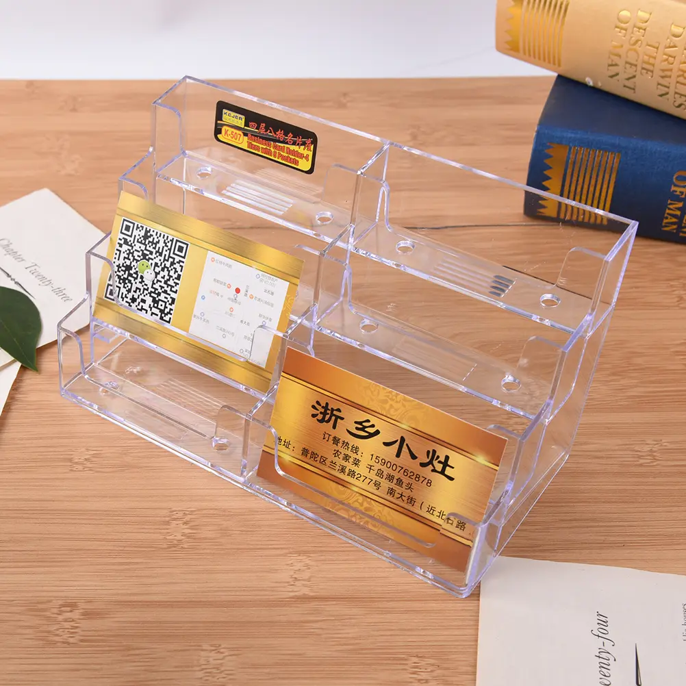 1Pc Acrylic Plastic Transparent Desktop Business Card Holder 8 Grids Clear Table Desk Shelf Storage Box Display Stand