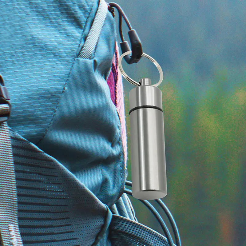 Mini Waterproof Aluminum Alloy Pill Box Keychain Storage Portable Outdoor Travel Medicine Container Bottle Case Holder