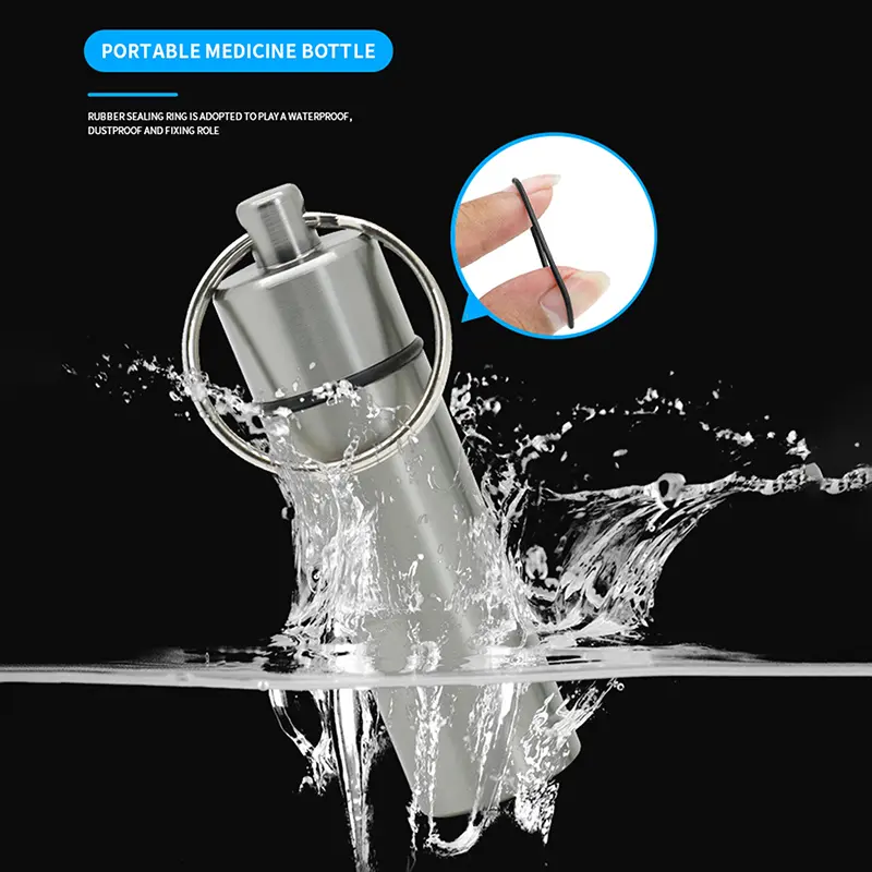 Mini Waterproof Aluminum Alloy Pill Box Keychain Storage Portable Outdoor Travel Medicine Container Bottle Case Holder