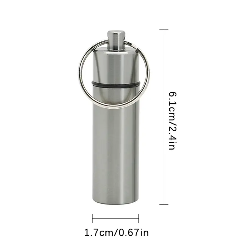 Mini Waterproof Aluminum Alloy Pill Box Keychain Storage Portable Outdoor Travel Medicine Container Bottle Case Holder