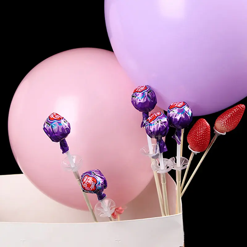 100Pcs Plastic Transparent Chocolate Ball Holder Flower Candy Ball Bouquet Packaging Holder DIY Flower Stem Fixed Base