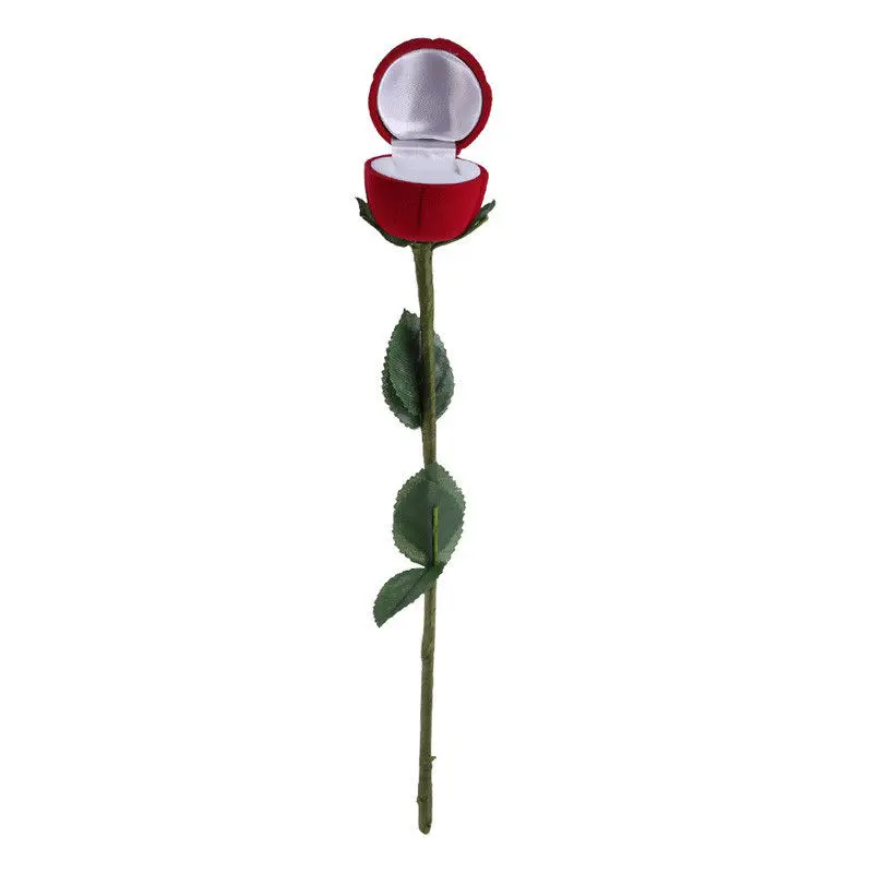 New Portable 3D Red Rose Jewelry Box Wedding Ring Gift Case Earrings Storage Display Holder Boxes For Earring Rings 1 Pc