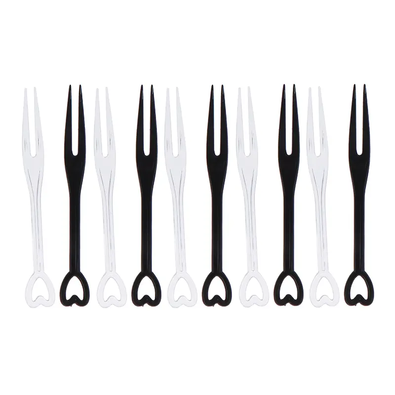 100pcs  Mini Fruit Fork Disposable plastic Forks For Party BBQ Sticks Picks Skewer Set Home Dining Food Cake