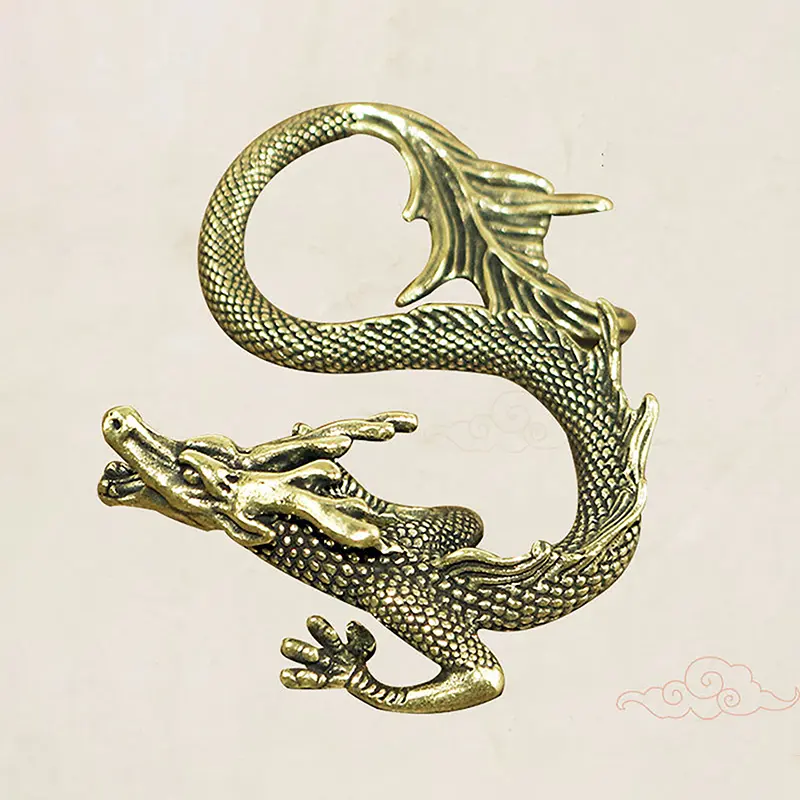 Chinese Beast Dragon Statue Bronze Figurine Ornaments Antique Copper Mythical Animal Miniature Home Decoration Crafts Collection