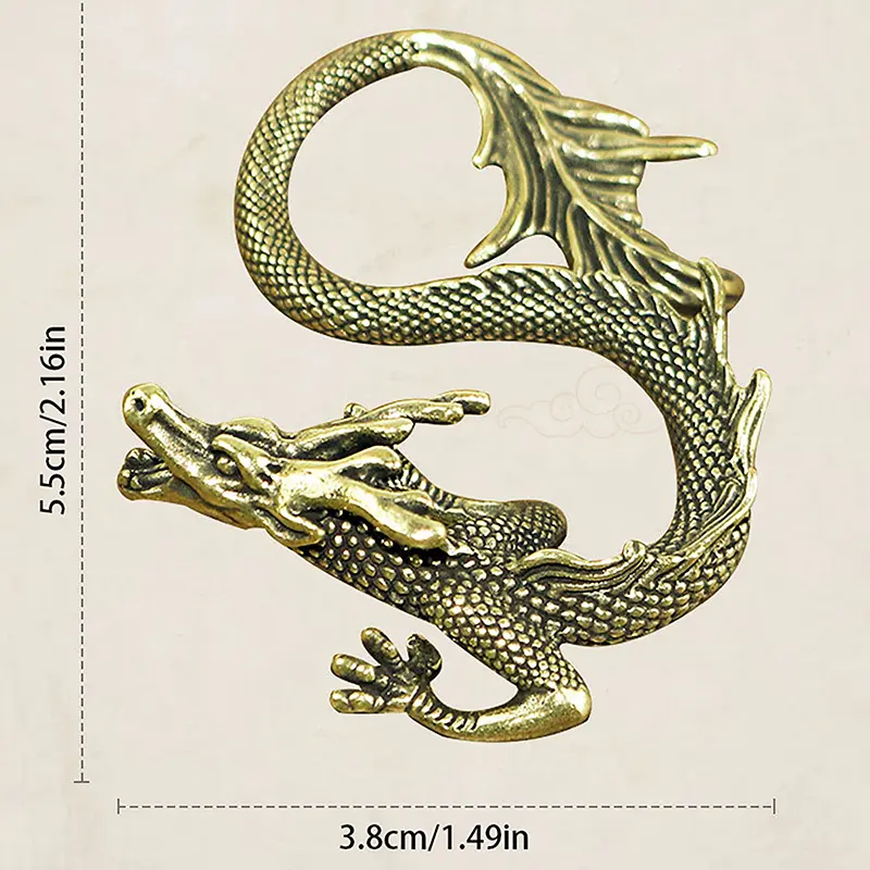 Chinese Beast Dragon Statue Bronze Figurine Ornaments Antique Copper Mythical Animal Miniature Home Decoration Crafts Collection