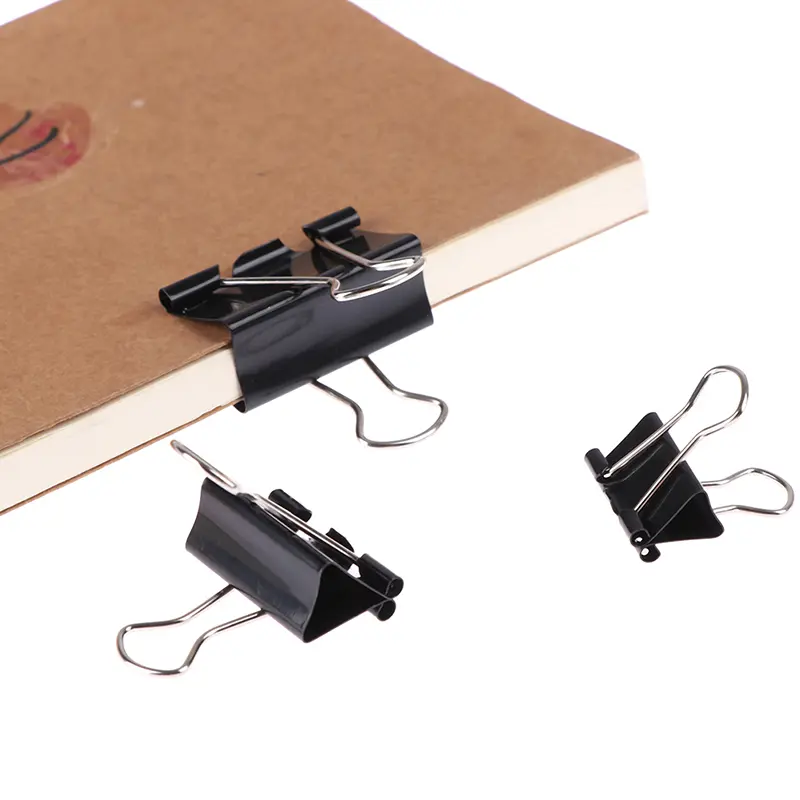 10Pcs Black Metal Binder Clips 19mm/ 25mm/ 32mm Notes Letter Paper Clip Office Stationery Supplies Binding Securing