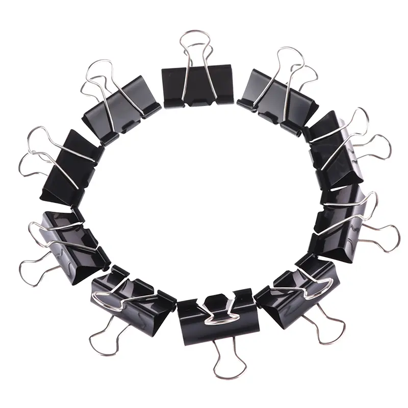 10Pcs Black Metal Binder Clips 19mm/ 25mm/ 32mm Notes Letter Paper Clip Office Stationery Supplies Binding Securing