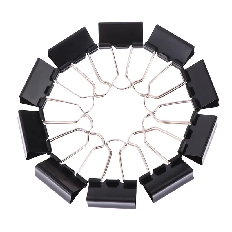 10Pcs Black Metal Binder Clips 19mm/ 25mm/ 32mm Notes Letter Paper Clip Office Stationery Supplies Binding Securing