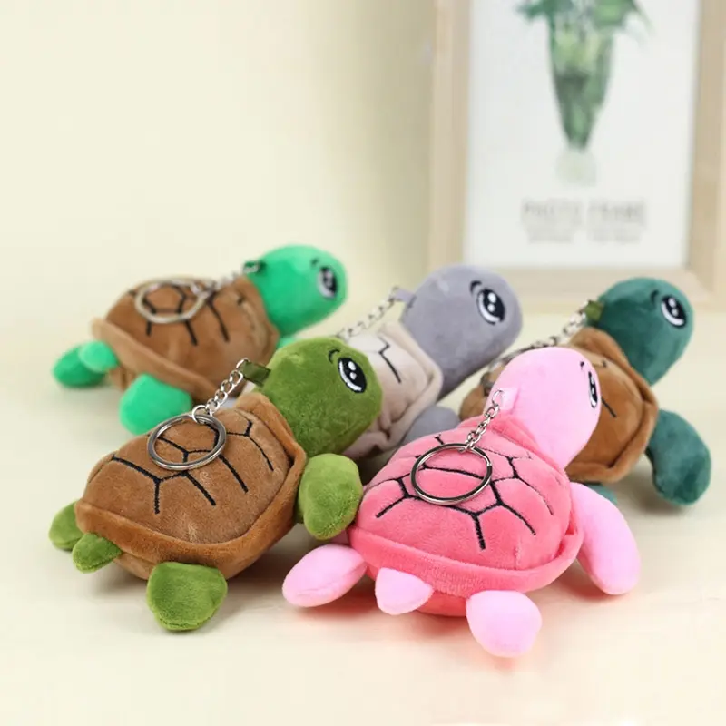 1PC Cute Turtle Mini Keychain Doll Plush Stuffed Toys Soft  Cartoon Animal Dolls Pendant Keyring Kids Gift