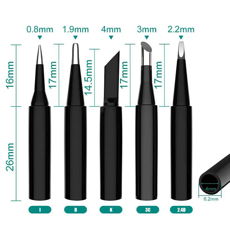5 Pcs I+B+K+2.4D+3C soldering iron pure copper 900M head set inside hot bare electric tip