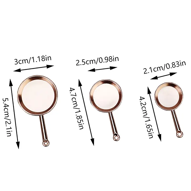 3pcs/Set 1:12 Dollhouse Miniature Metal Frying Pan Casserole Cookware Kitchen Model Decor Toy Doll House Accessories