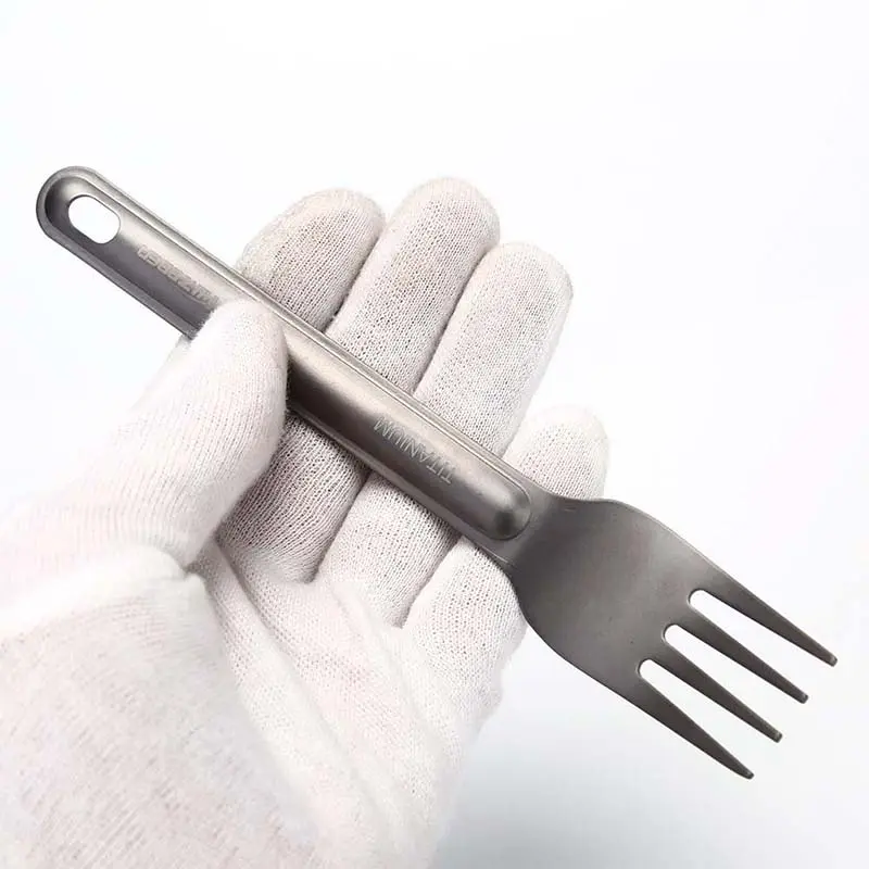 1pc Titanium Spoon Fork Light Weight Tableware Picnic Utensils for Outdoor Camping Travel Supplies