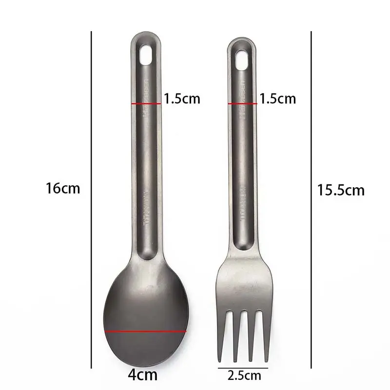 1pc Titanium Spoon Fork Light Weight Tableware Picnic Utensils for Outdoor Camping Travel Supplies