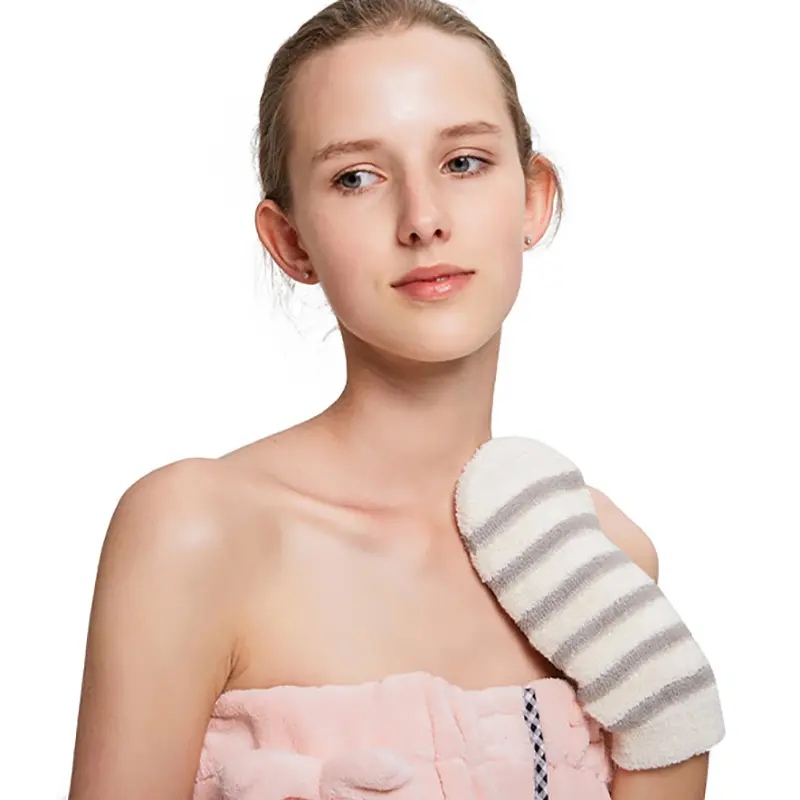 1Pc Exfoliating Hemp Bath Glove Mitten Scrubber Natural Bamboo Fiber Remove Dead Skin Deep Clean Double-Sided Gloves