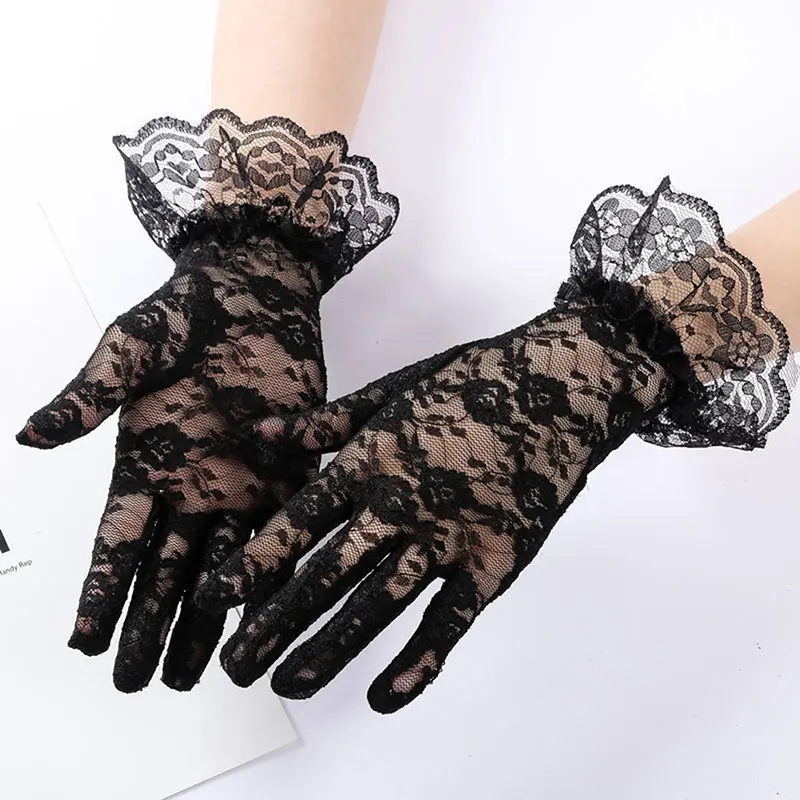 Sexy Lace Gloves Classic Black White Red Grey Skin Opera/Elbow/Wrist Stretch Satin Finger Long Flapper Matching