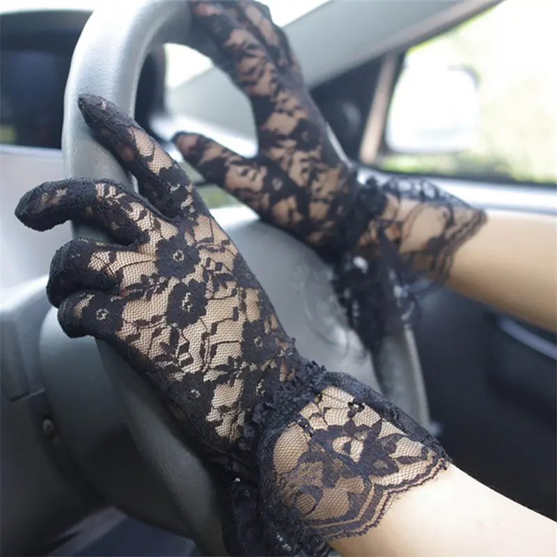 Sexy Lace Gloves Classic Black White Red Grey Skin Opera/Elbow/Wrist Stretch Satin Finger Long Flapper Matching