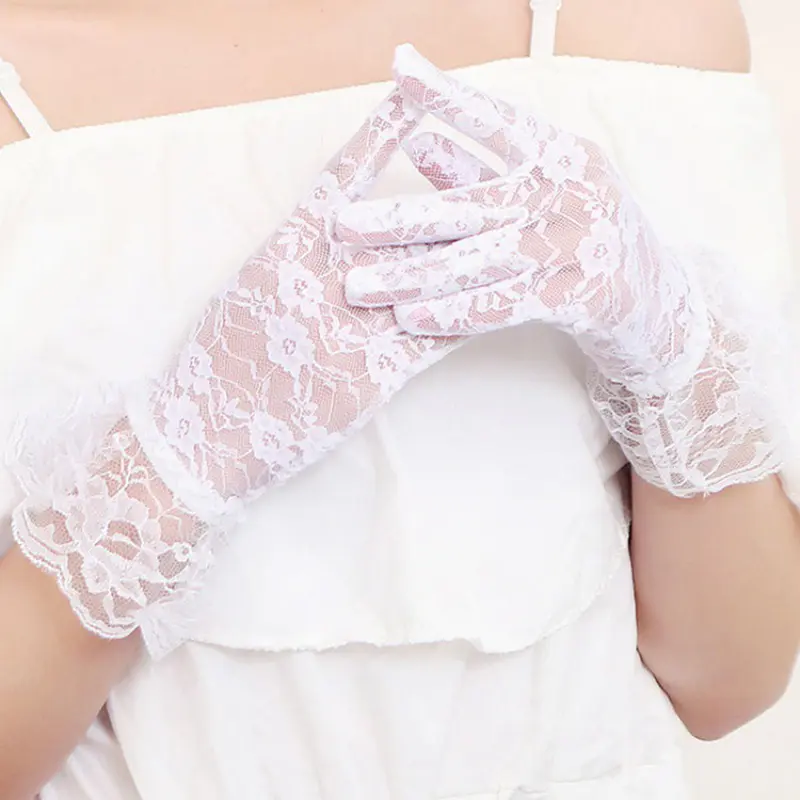 Sexy Lace Gloves Classic Black White Red Grey Skin Opera/Elbow/Wrist Stretch Satin Finger Long Flapper Matching