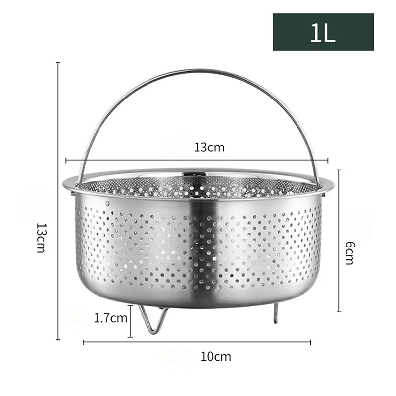 1pc Stainless Steel Kitchen Steam Basket Pressure Cooker Anti-scald Steamer Multi-Function Fruit Cleaning Basket Accessories