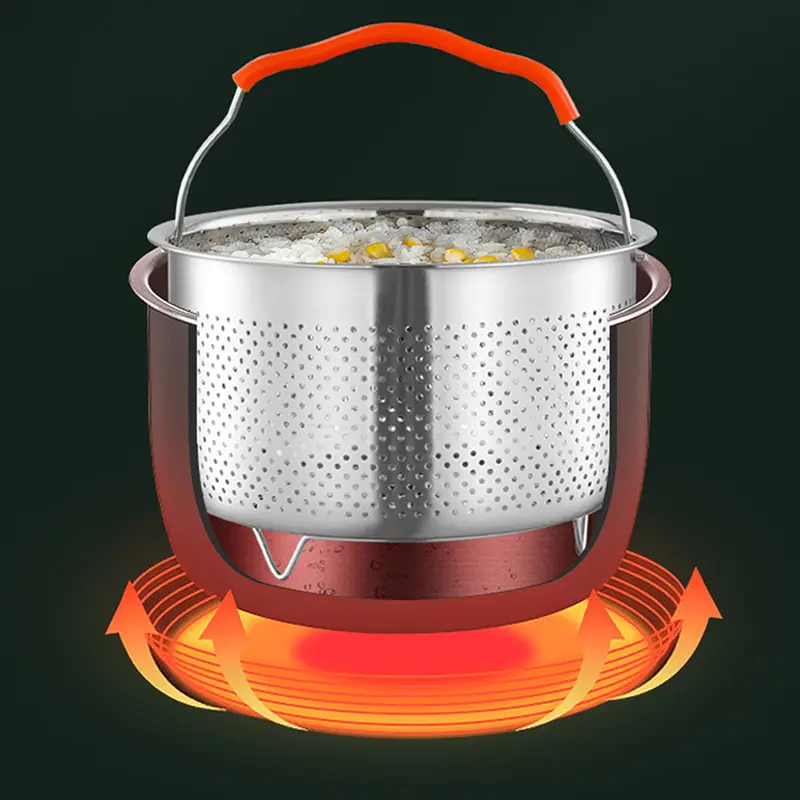 1pc Stainless Steel Kitchen Steam Basket Pressure Cooker Anti-scald Steamer Multi-Function Fruit Cleaning Basket Accessories
