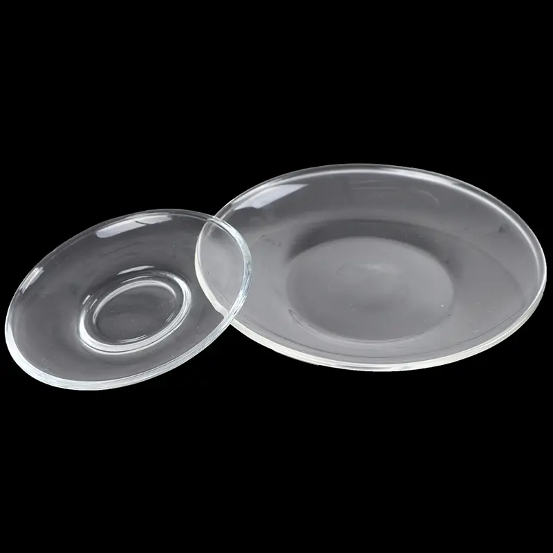 Clear Round Small Dish Heat Resistant Glass Coaster Coffee Saucer Tea Tray Snack Plates