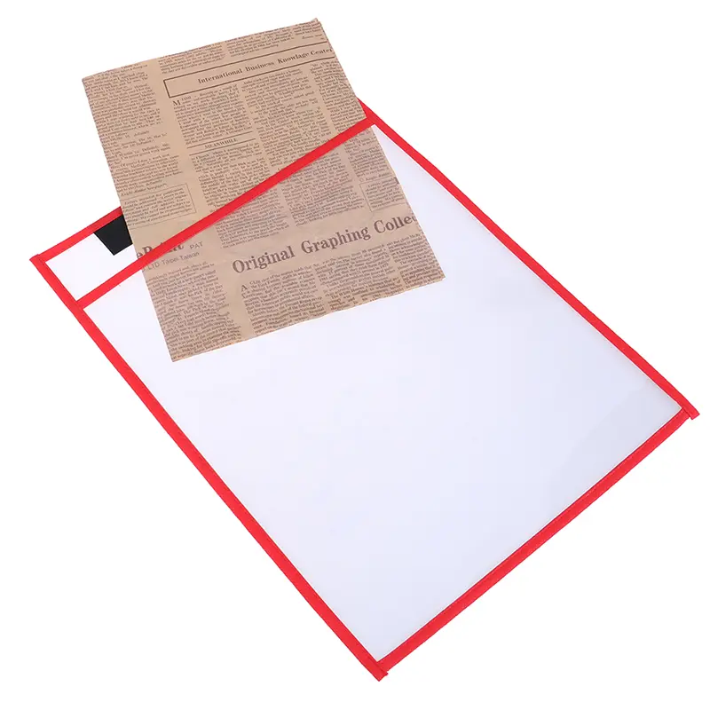 1PC PET Transparent File Folder Dry Wipe Pen Bag Erasable Document Storage Reused Write Drawing Kids Toy