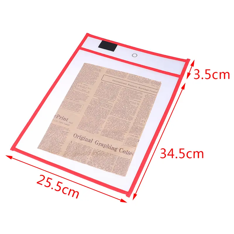1PC PET Transparent File Folder Dry Wipe Pen Bag Erasable Document Storage Reused Write Drawing Kids Toy
