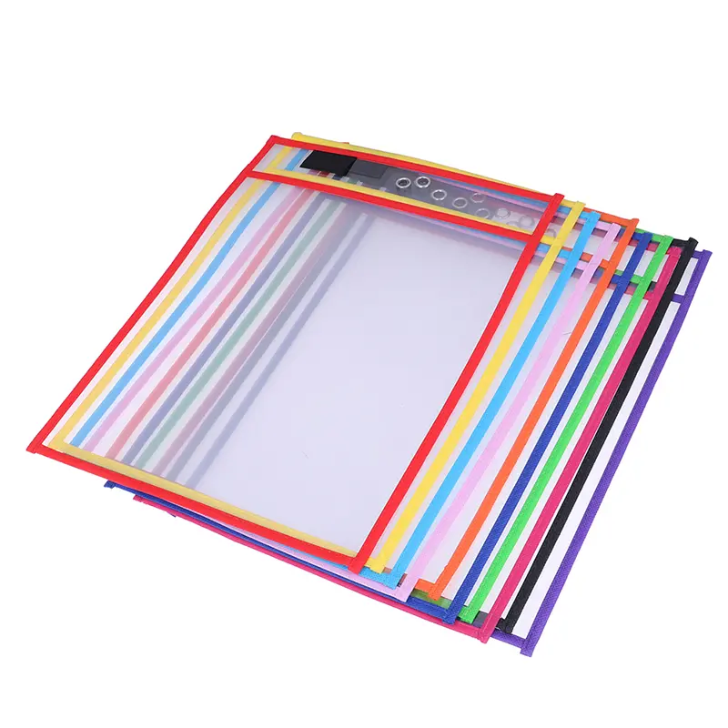 1PC PET Transparent File Folder Dry Wipe Pen Bag Erasable Document Storage Reused Write Drawing Kids Toy