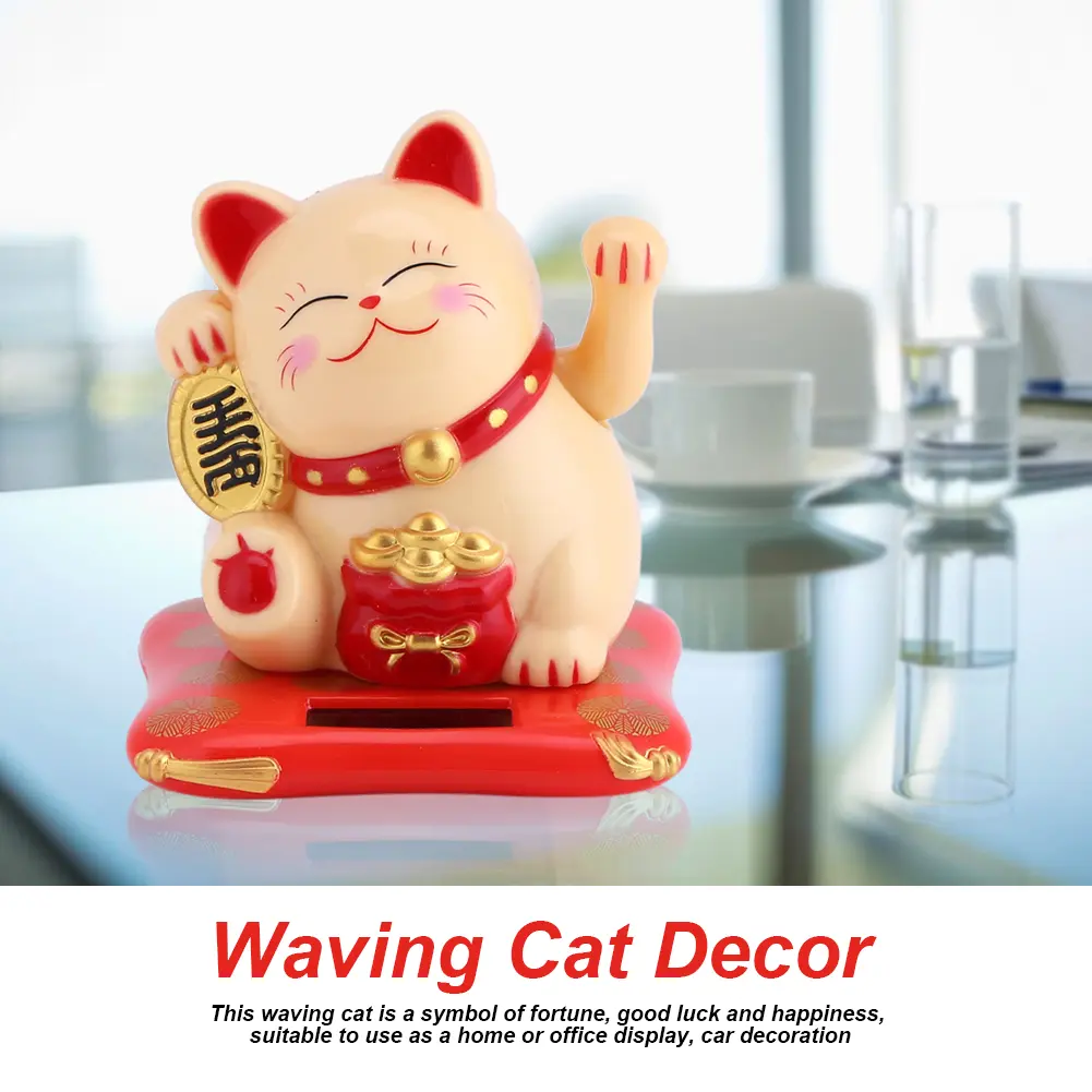 Solar Powered Cat Solar Powered Cute Waving Cat Good Luck Wealth Welcoming Cats Home Display Car Decor Waving Cat Solar Luck Cat