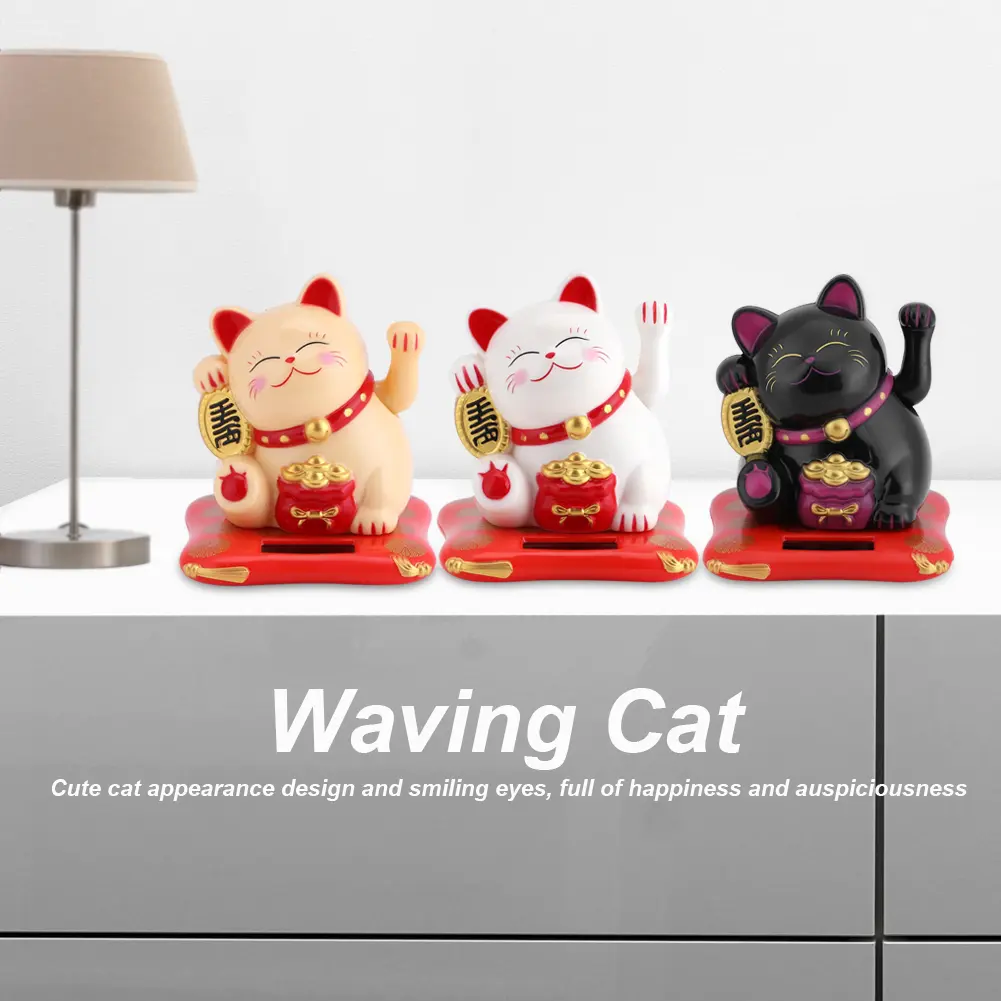 Solar Powered Cat Solar Powered Cute Waving Cat Good Luck Wealth Welcoming Cats Home Display Car Decor Waving Cat Solar Luck Cat