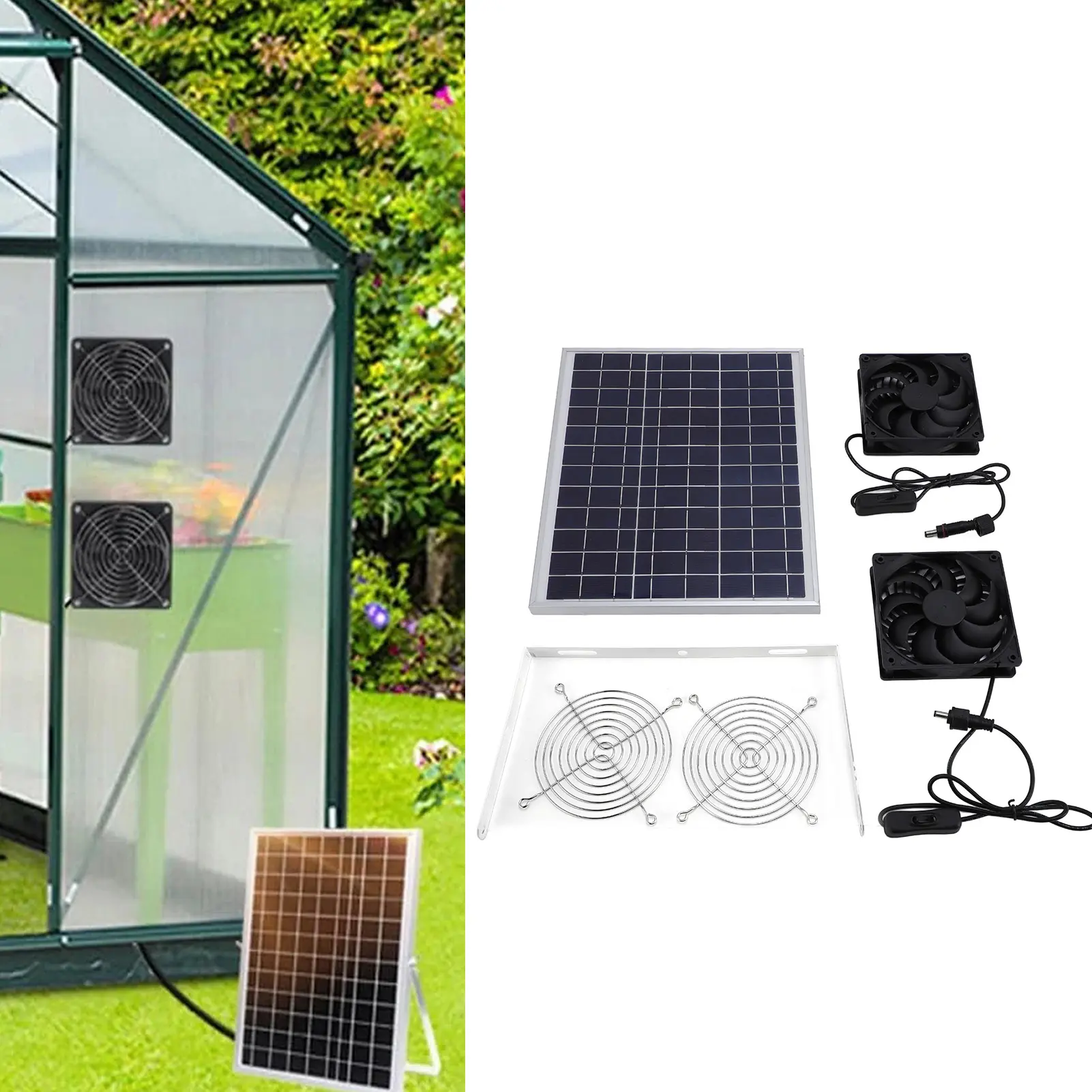 15w 18v Solar Panel Exhaust Fan Water Proof Energy Saving Solar Powered Fan Kit for Greenhouse Shed Pet House Solar Powered Fan