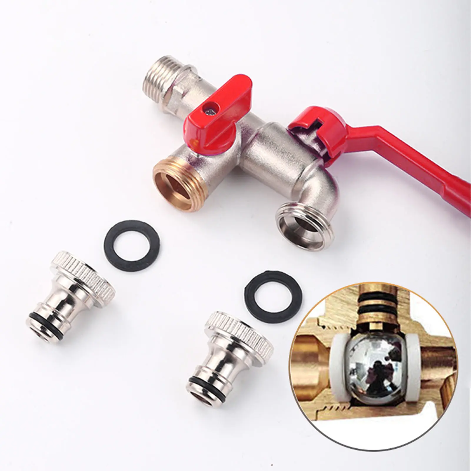 Outdoor Double Taps Water Faucet Double Independent Control Outside Spigot Faucet Wide Temperature Range Operating for Laundry
