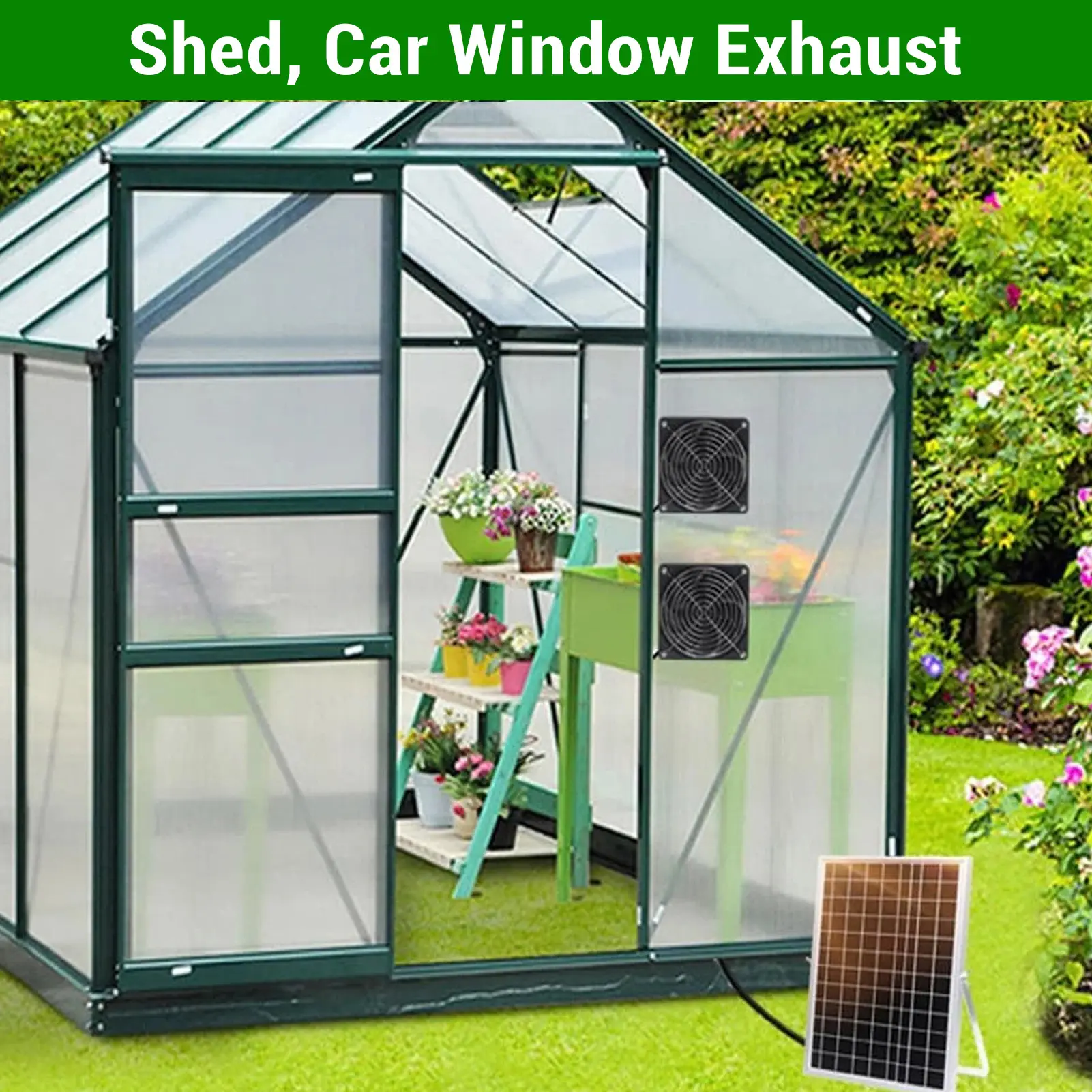 15w 18v Solar Panel Exhaust Fan Water Proof Energy Saving Solar Powered Fan Kit for Greenhouse Shed Pet House Solar Powered Fan