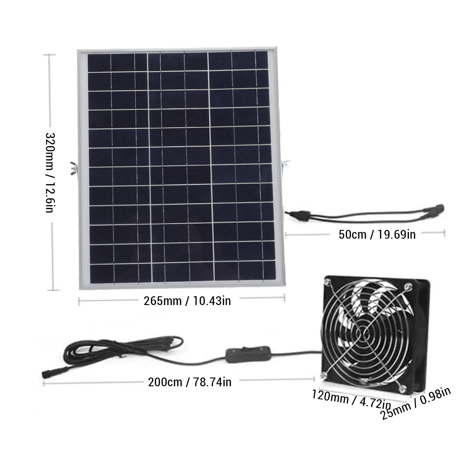 15w 18v Solar Panel Exhaust Fan Water Proof Energy Saving Solar Powered Fan Kit for Greenhouse Shed Pet House Solar Powered Fan