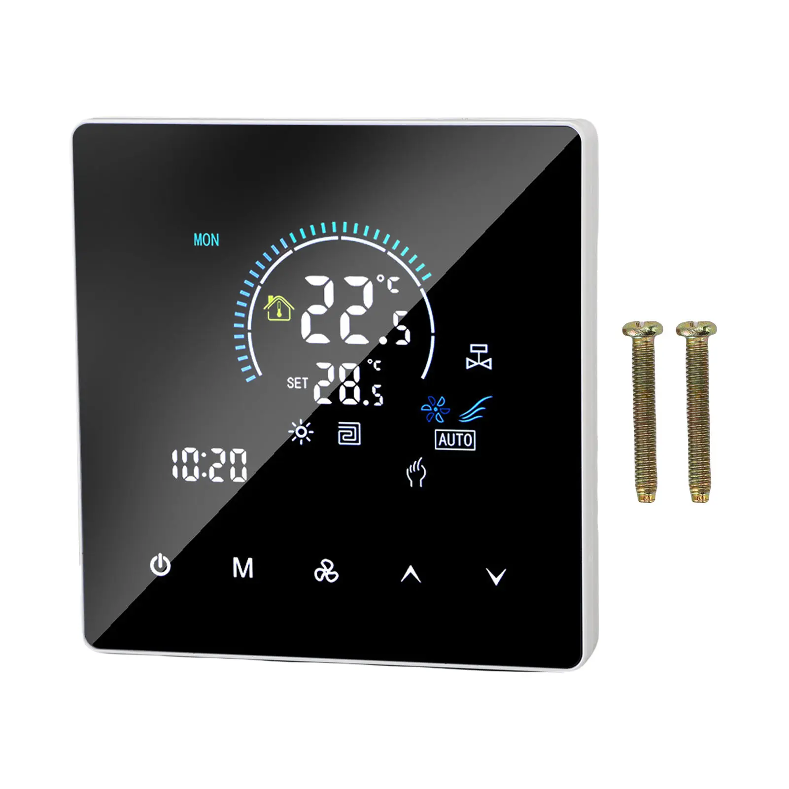 Air Conditioning Floor Heating Thermostat IP20 Touchscreen Color Display WiFi Smart Programmable for Fan Coil 5-60℃ Thermostat