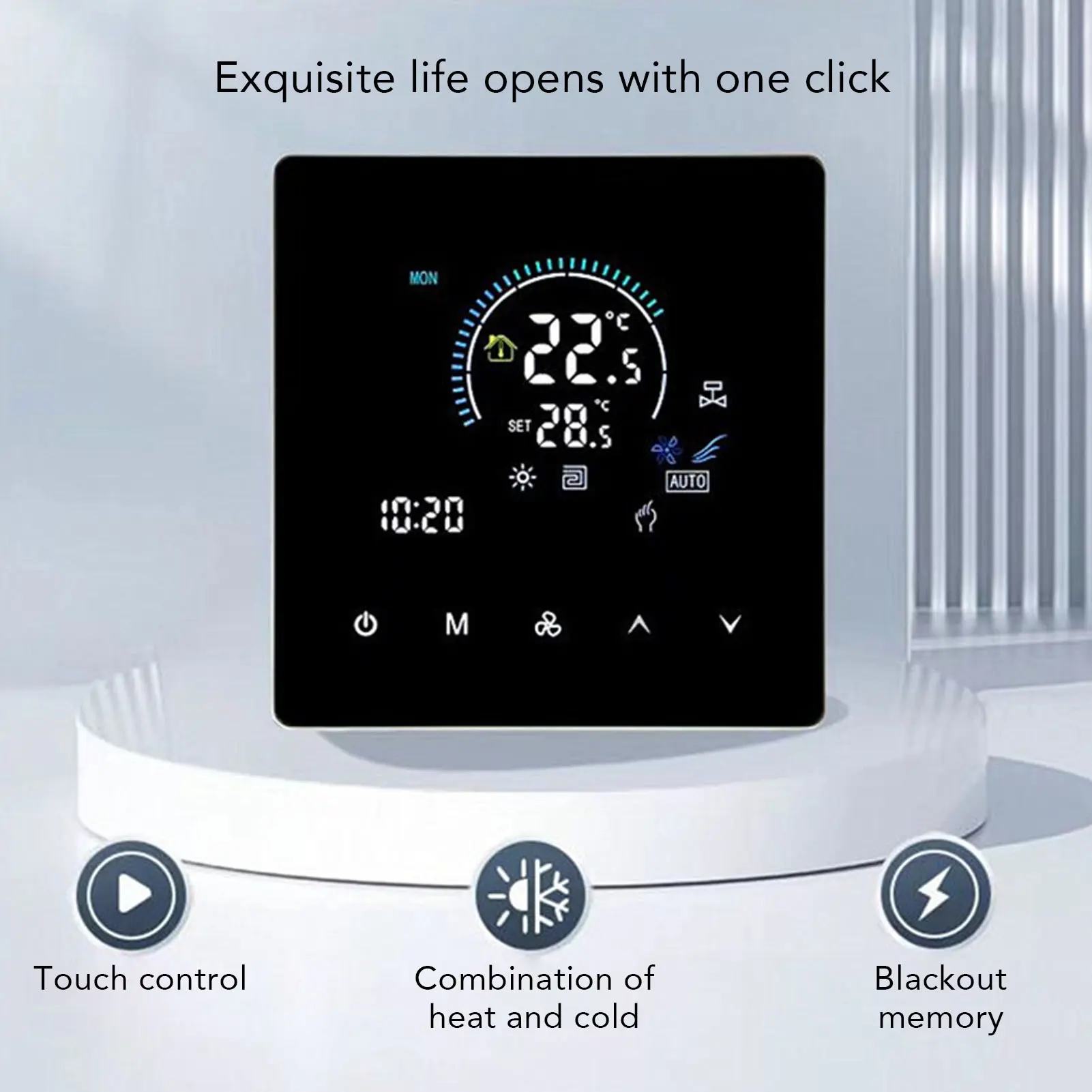 Air Conditioning Floor Heating Thermostat IP20 Touchscreen Color Display WiFi Smart Programmable for Fan Coil 5-60℃ Thermostat