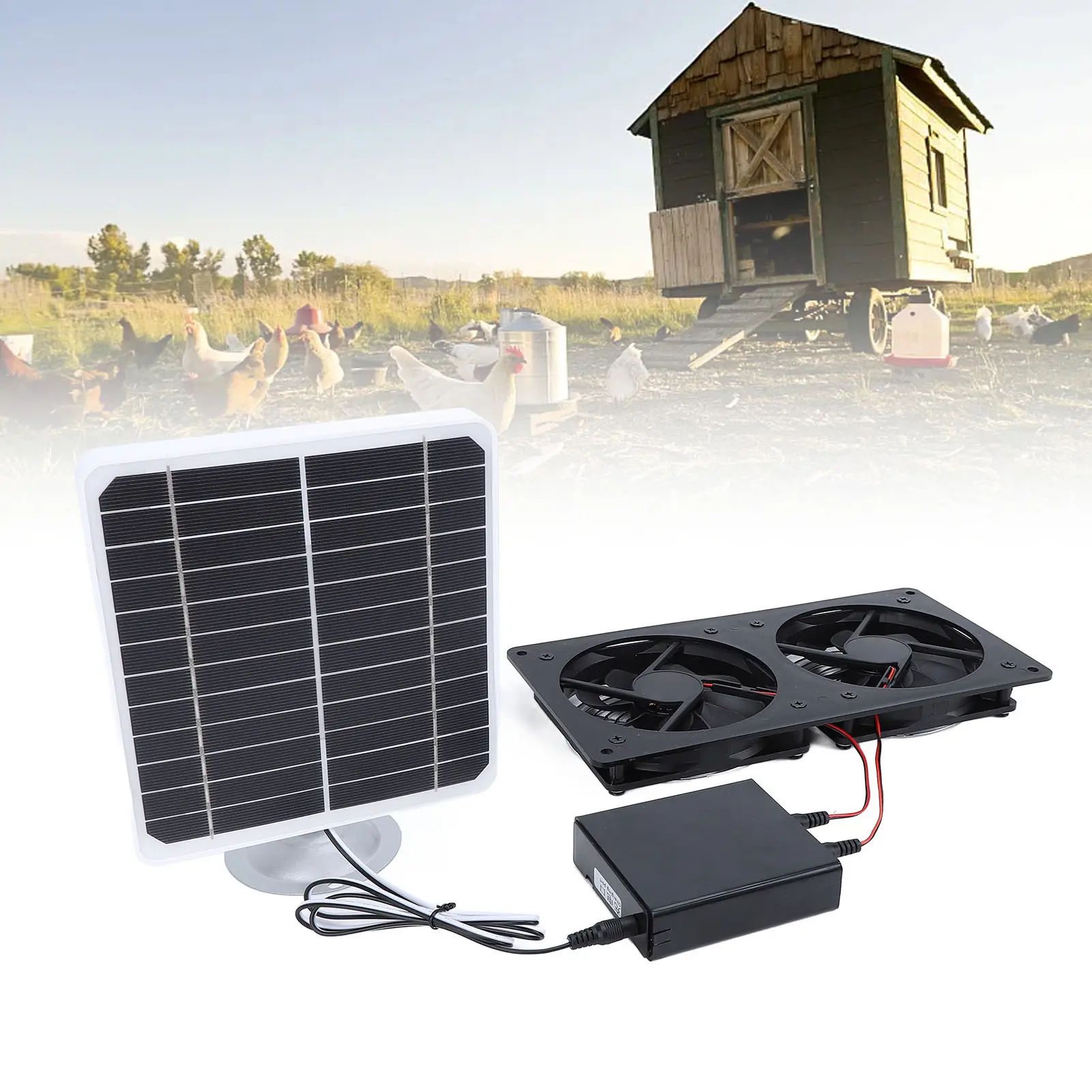 Solar Exhaust Fan  Solar Powered Ventilation Fan 20W Easy Installation Stable IPX7 Waterproof for Pet House for Greenhouse