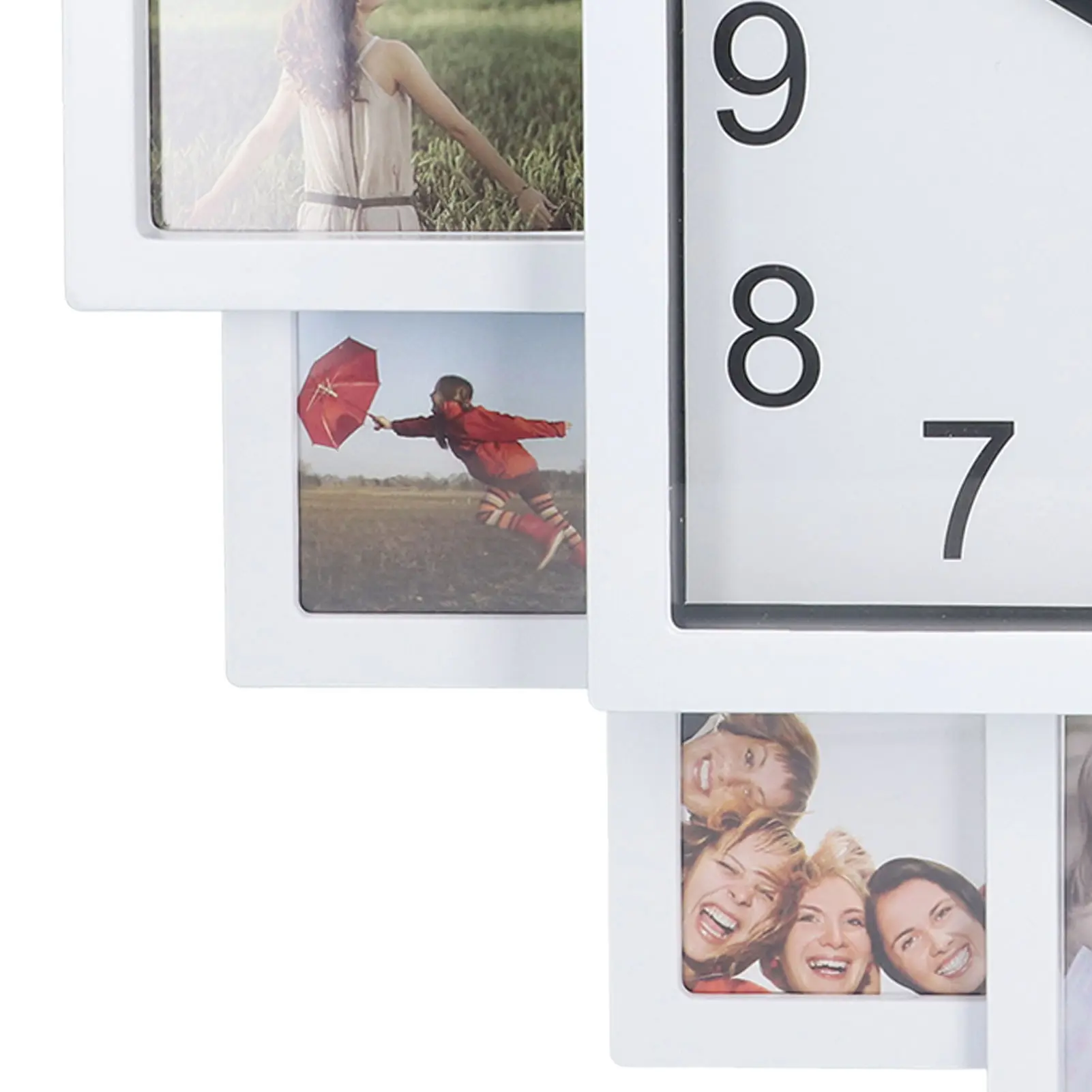 15.35in White Photo Frame Wall Clock  Multi Photo Personalized Clock for Home Decor  Frame Clock Picture Frame Wall Clock