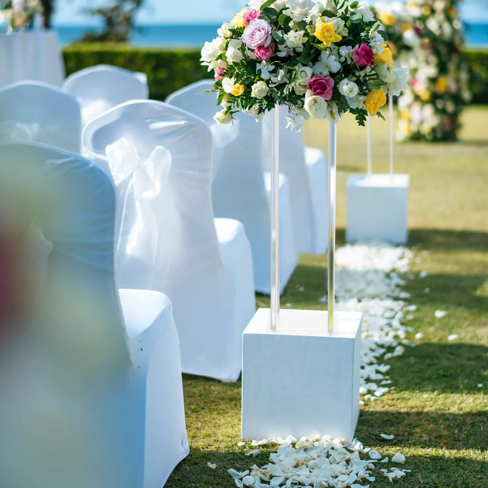 Flower Arrangement Decor Wedding Acrylic Road  Flower Stand Cylinder Vase Flower Arrangement Wedding Decoration