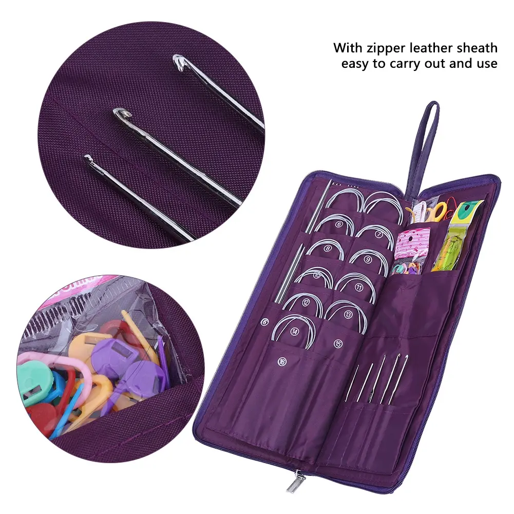 Knitting Tool Set Needle Tool Set Sewing Embroidery Tools Steel Straight Circular Knitting Needles Crochet Hook Weave Tool Set