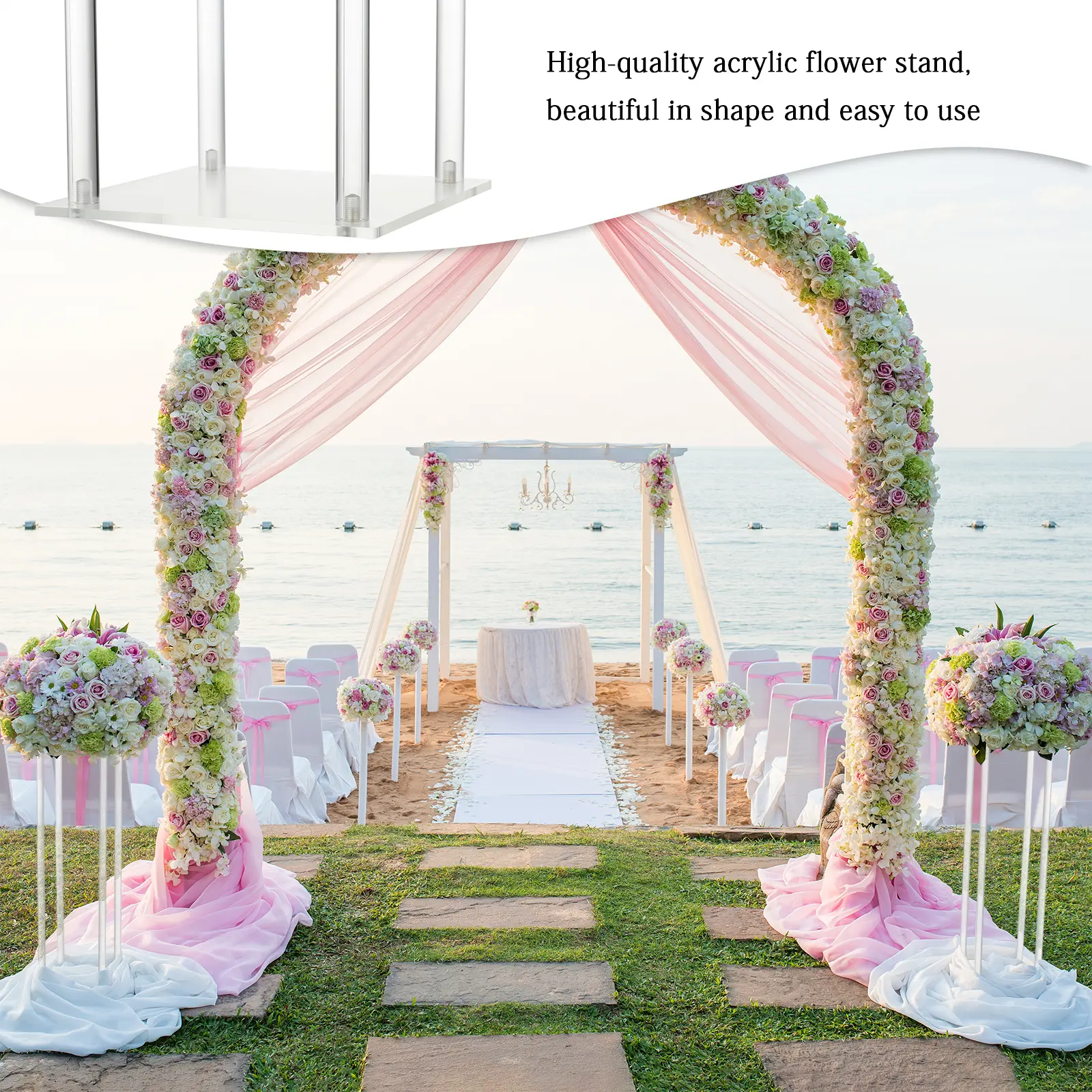 Flower Arrangement Decor Wedding Acrylic Road  Flower Stand Cylinder Vase Flower Arrangement Wedding Decoration