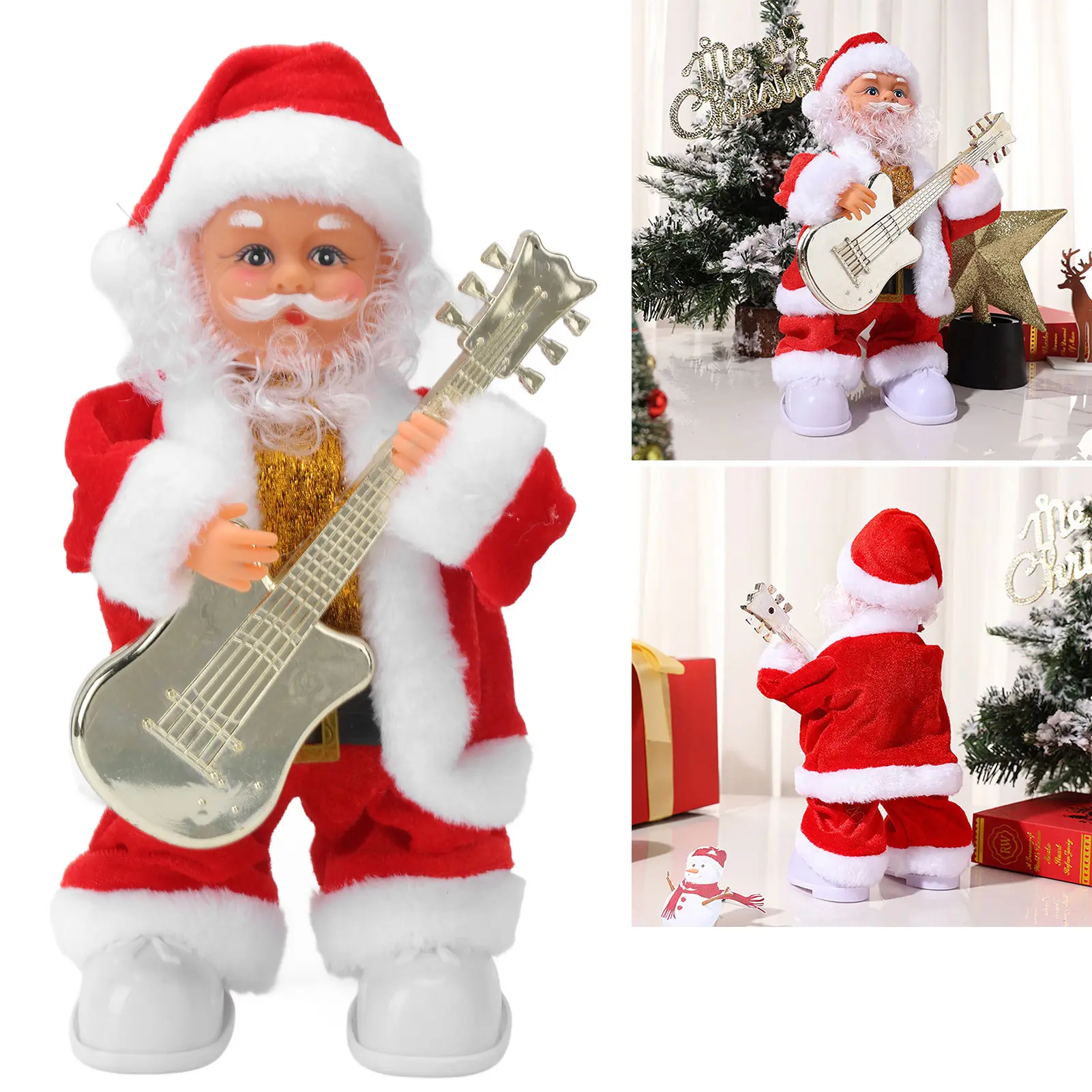 Christmas Ornament Guitar Playing Old Man Ornament Music Rocking Old Man Christmas Ornament Battery Operated Christmas Ornament