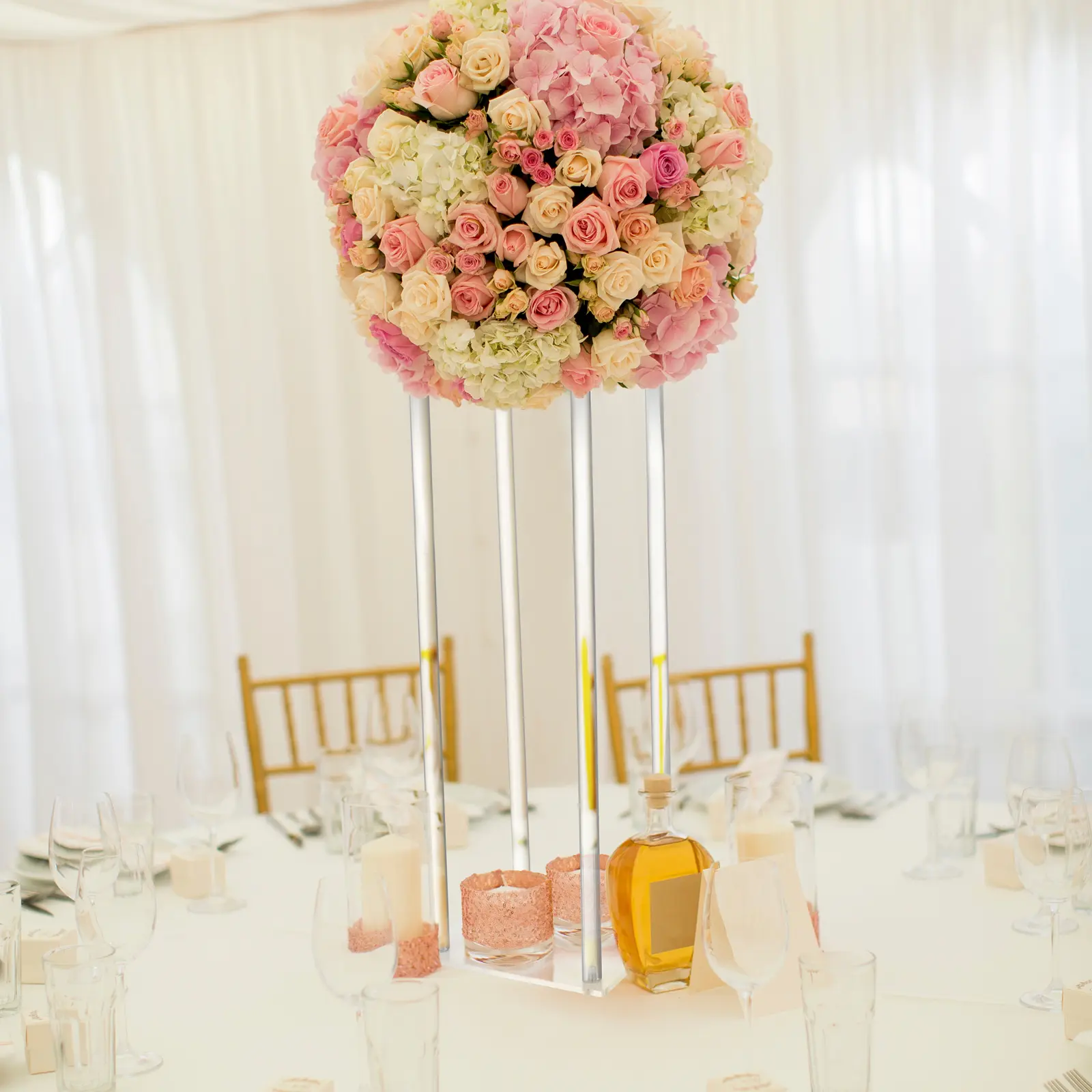 Flower Arrangement Decor Wedding Acrylic Road  Flower Stand Cylinder Vase Flower Arrangement Wedding Decoration