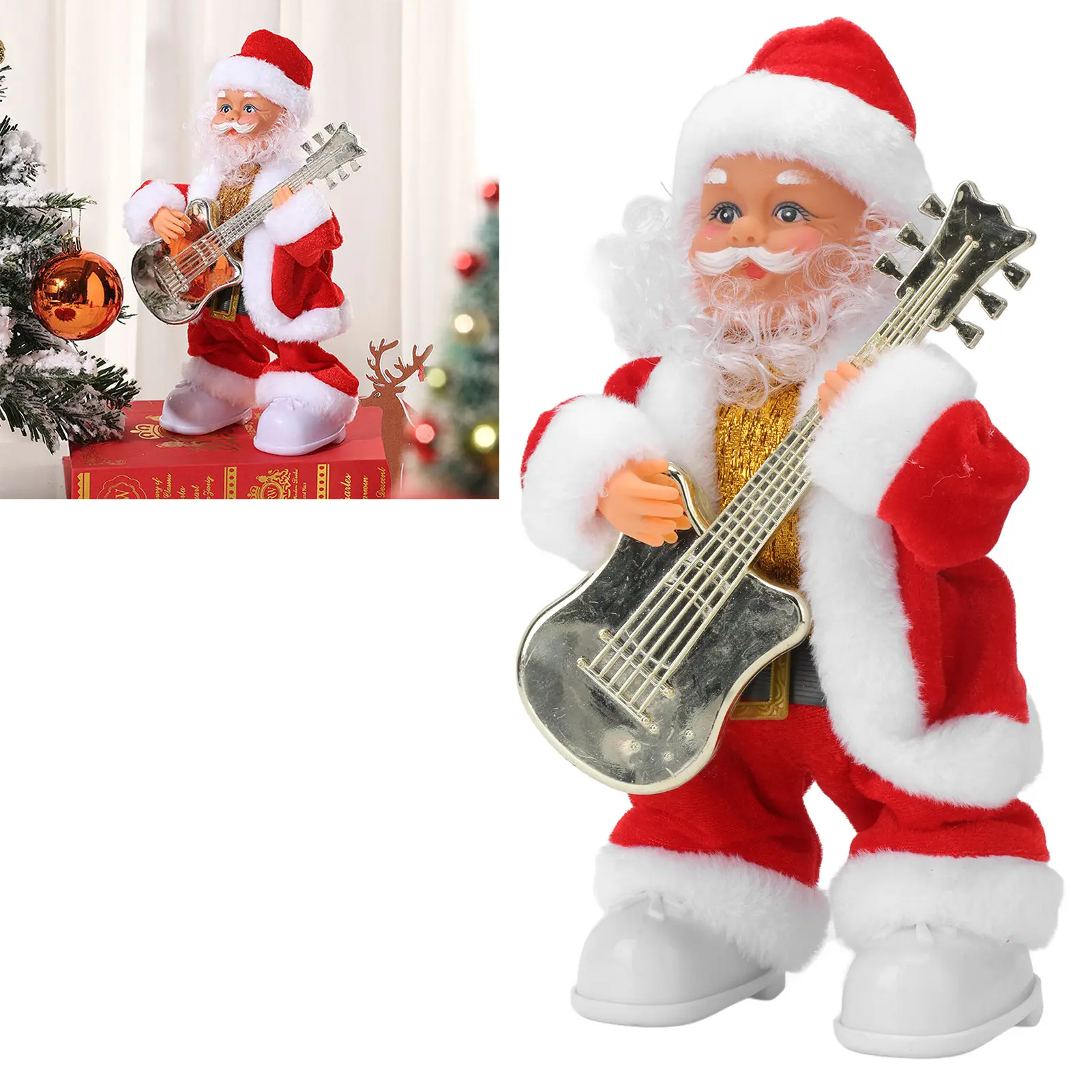Christmas Ornament Guitar Playing Old Man Ornament Music Rocking Old Man Christmas Ornament Battery Operated Christmas Ornament