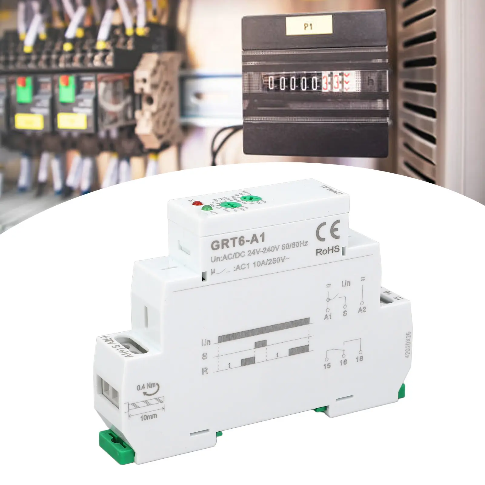 Single Function Time Relay GRT6- 1xSPDT 0.1s 10 Days DIN Rail Mounting Timer Relay DIN Rail Mount Timer Delay Relay