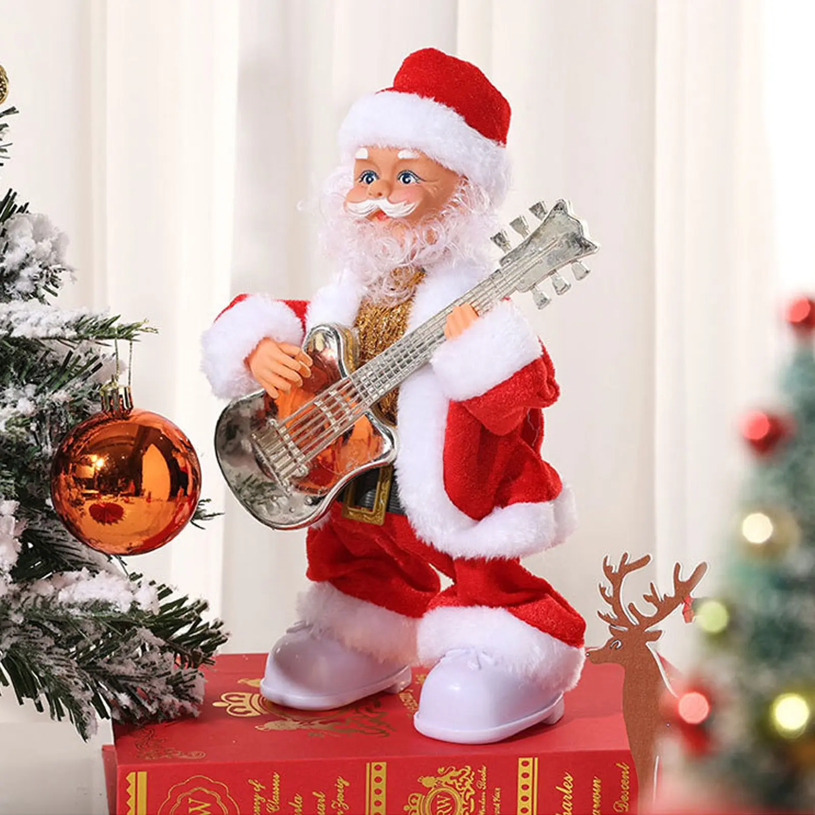 Christmas Ornament Guitar Playing Old Man Ornament Music Rocking Old Man Christmas Ornament Battery Operated Christmas Ornament