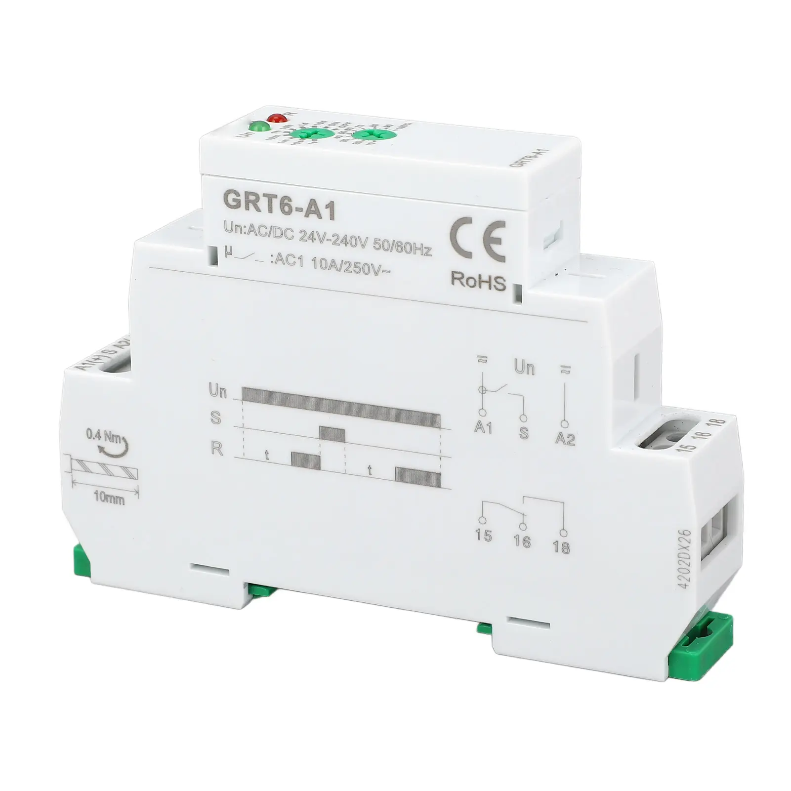 Single Function Time Relay GRT6- 1xSPDT 0.1s 10 Days DIN Rail Mounting Timer Relay DIN Rail Mount Timer Delay Relay