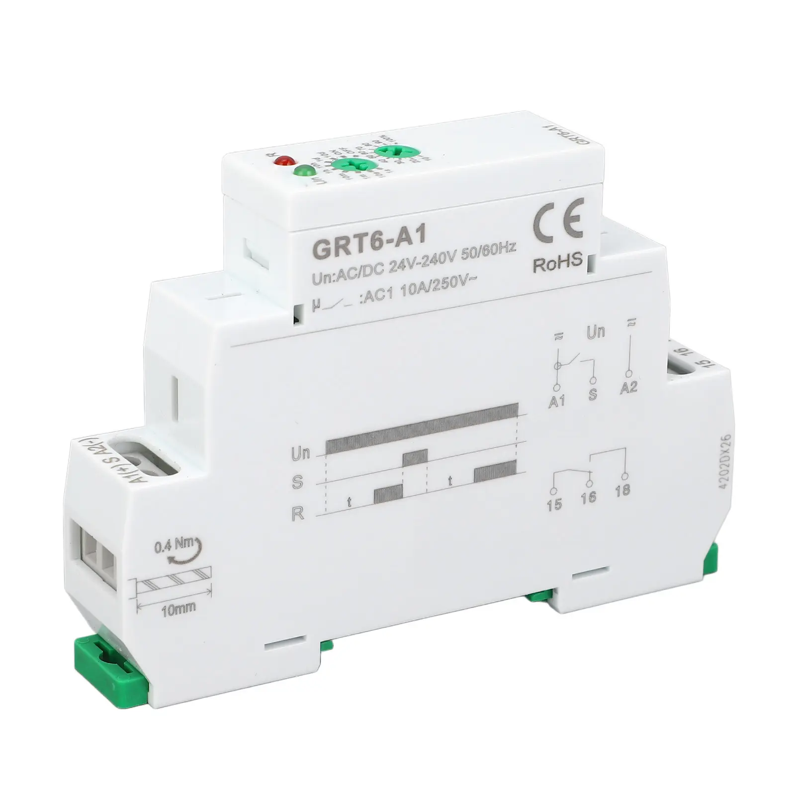 Single Function Time Relay GRT6- 1xSPDT 0.1s 10 Days DIN Rail Mounting Timer Relay DIN Rail Mount Timer Delay Relay