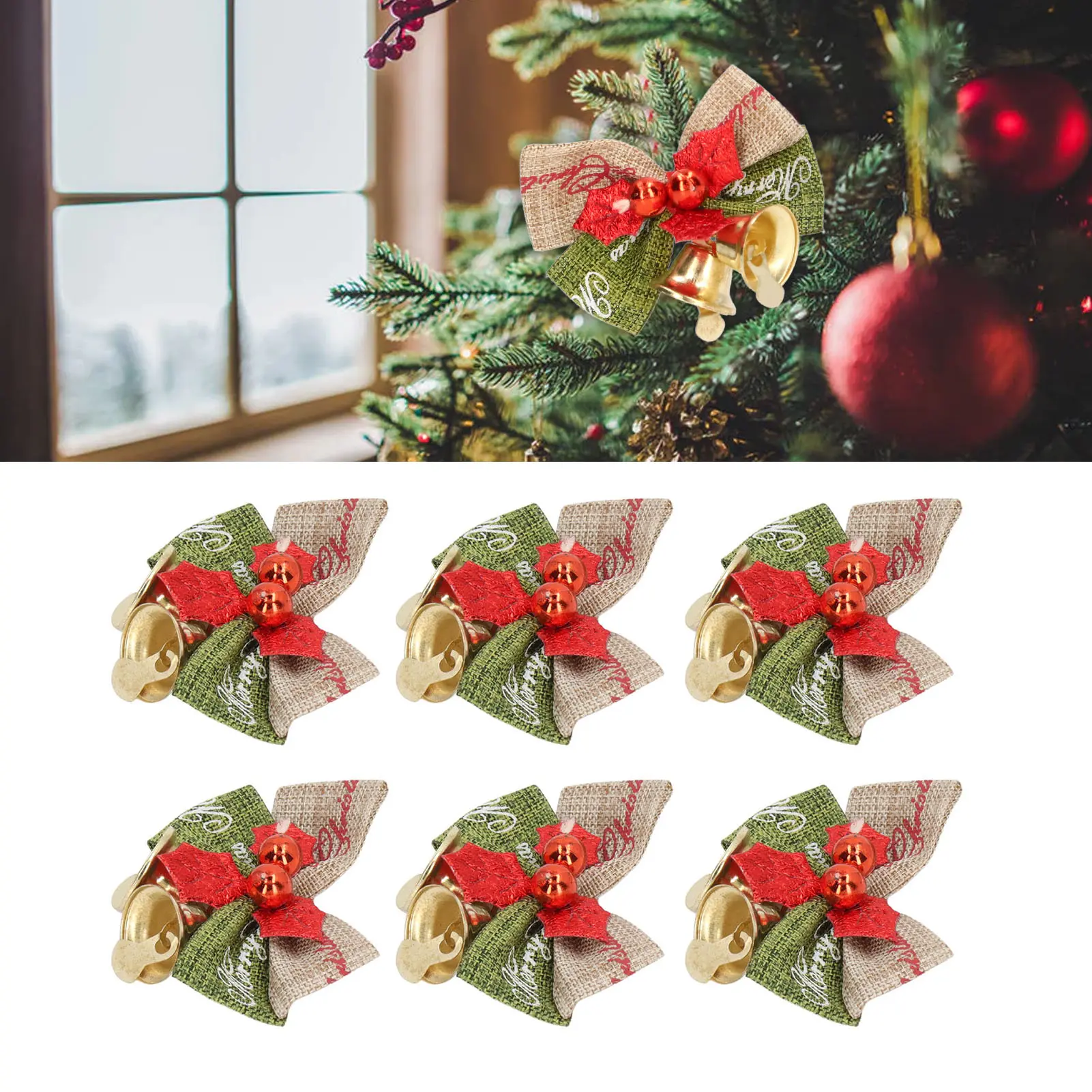Bowknot Bells  Metal Happy Vibes Widely Used Christmas Bow with Bells for Home Party Office  Bowknot Bells